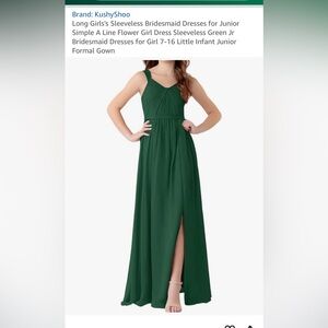 Girls' Green Formal Sleeveless Dress